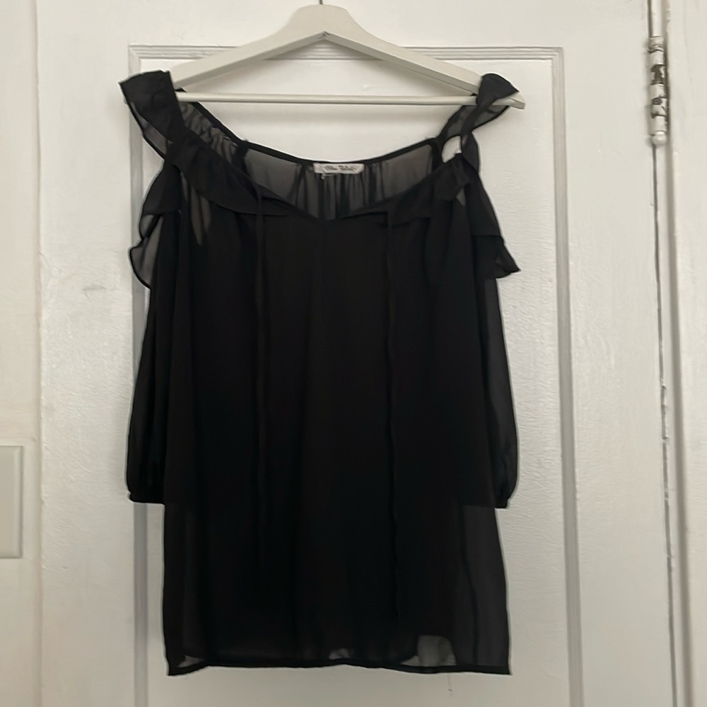 NWT Black Open Shoulder see through top